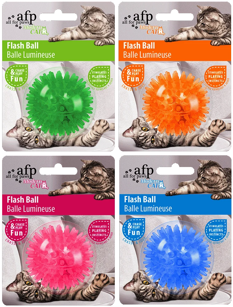 AFPK02087GROEP.png Balle en caoutchouc pour chat, clignote au mouvement, 5 cm – AFP Modern Cat Flash Ball – Image 1