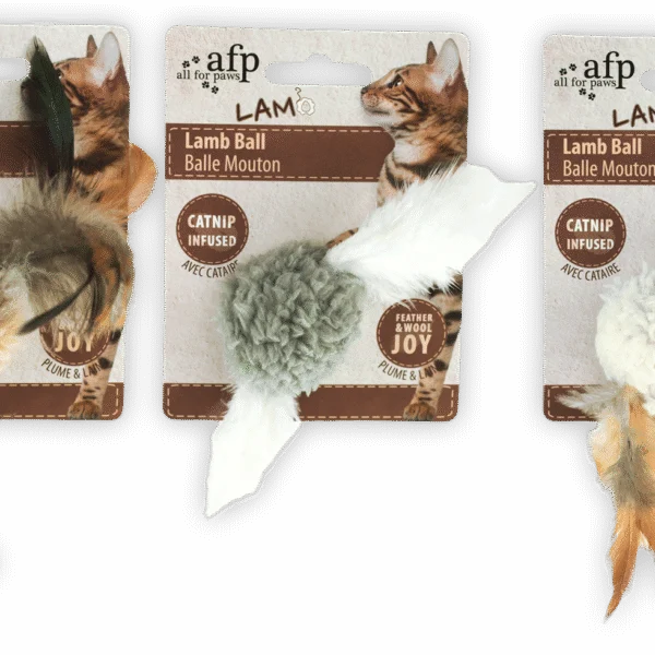 Balle pour chat avec herbe à chat et bruit d’oiseau, 5 x 5 x 3 cm – AFP Lambswool Lamb Ball
