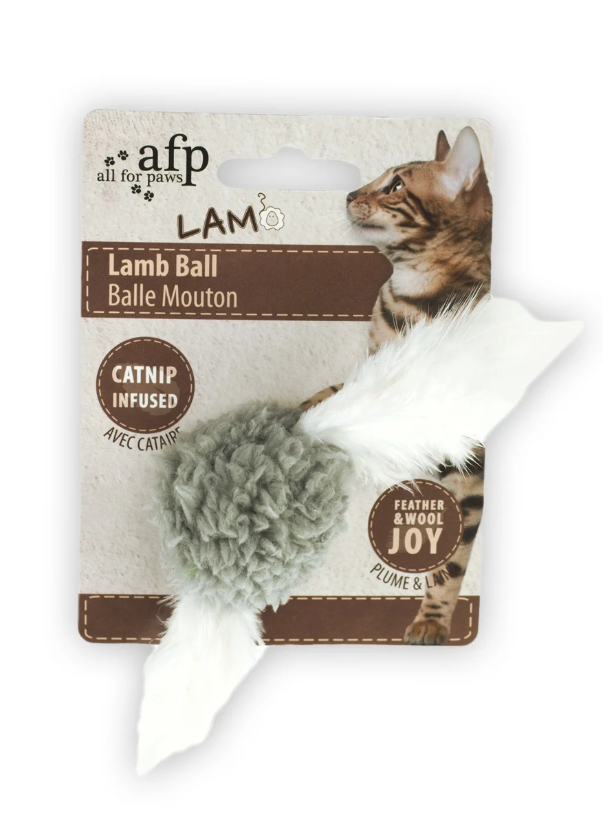 Balle pour chat avec herbe à chat et bruit d’oiseau, 5 x 5 x 3 cm – AFP Lambswool Lamb Ball – Image 4
