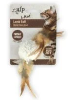Balle pour chat avec herbe à chat et bruit d’oiseau, 5 x 5 x 3 cm – AFP Lambswool Lamb Ball – Image 3