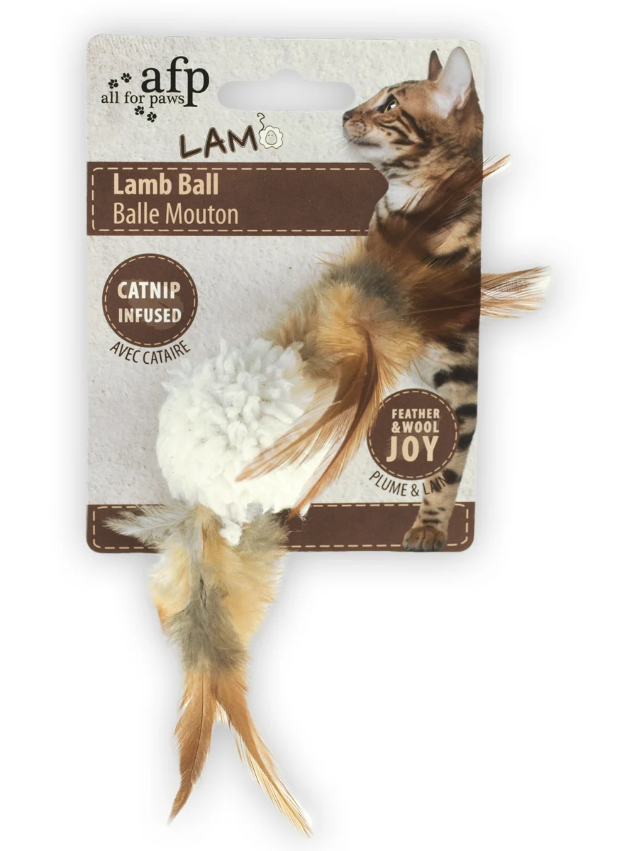 Balle pour chat avec herbe à chat et bruit d’oiseau, 5 x 5 x 3 cm – AFP Lambswool Lamb Ball – Image 3