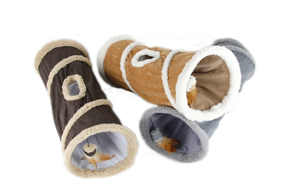 Tunnel pour chat en laine d’agneau avec ouverture supérieure, 62 x 26 cm – AFP Lambswool - Find Me Cat Tunnel – Image 2