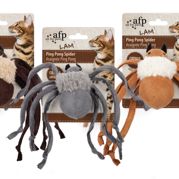 Araignée jouet avec herbe à chat et plastique qui crépite – AFP Lambswool Ping Pong Spider