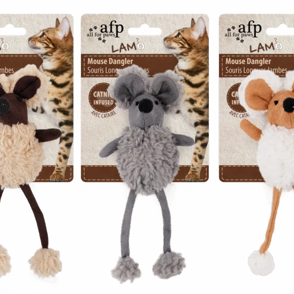 Souris jouet avec herbe à chat et plastique qui crépite, 16 cm – AFP Lambswool Mouse Dangler