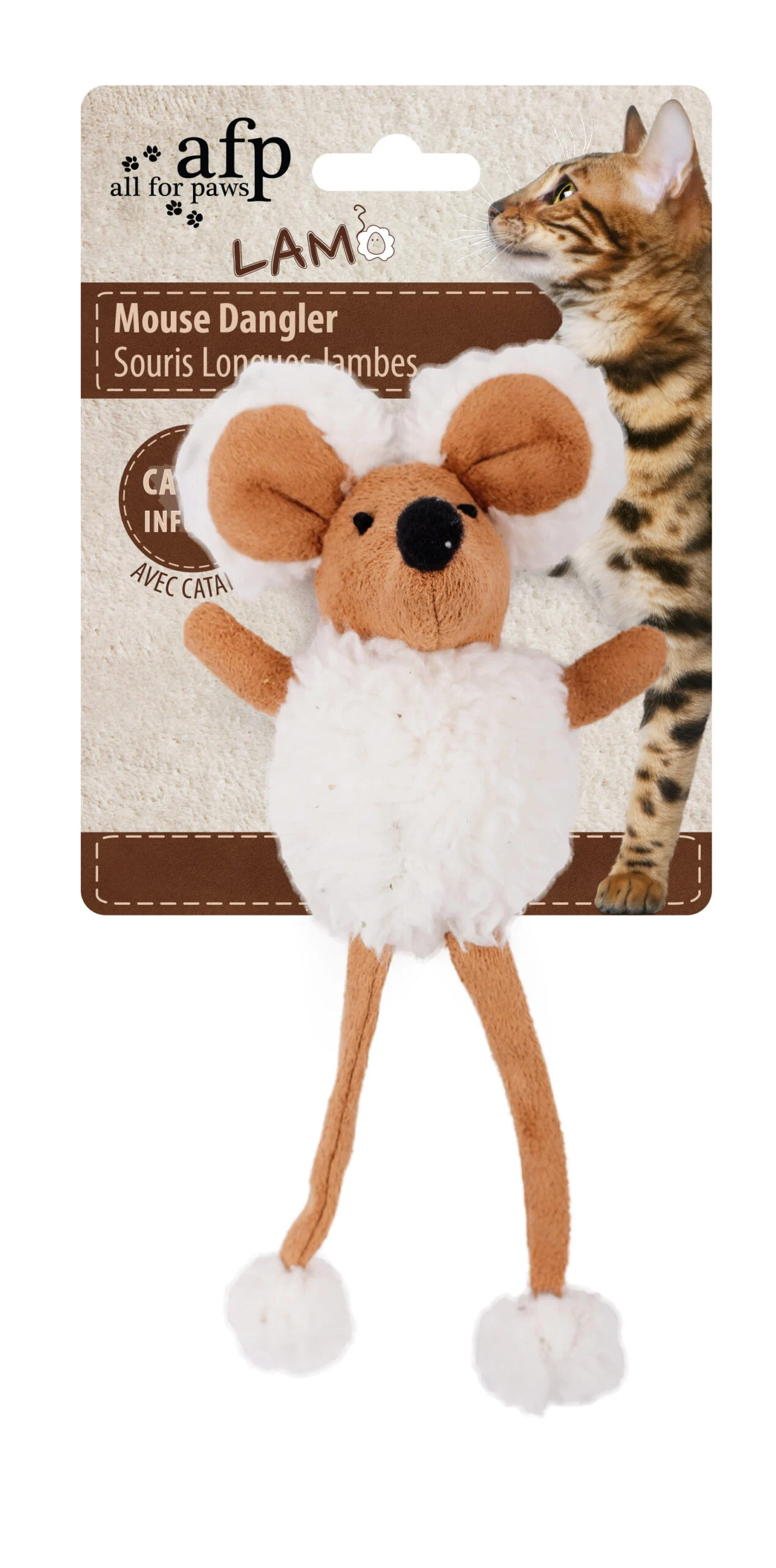 Souris jouet avec herbe à chat et plastique qui crépite, 16 cm – AFP Lambswool Mouse Dangler – Image 4
