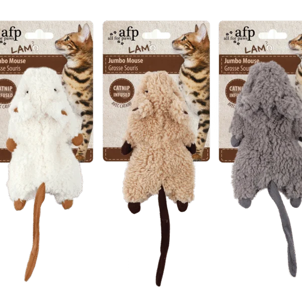Souris jouet pour chat avec herbe à chat et plastique qui crépite – AFP Lambswool - Jumbo Mouse