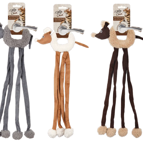 Jouet pour poignée de porte pour chats avec souris et catnip, 22 x 58 cm – AFP Lambswool - Door Knob Dangler