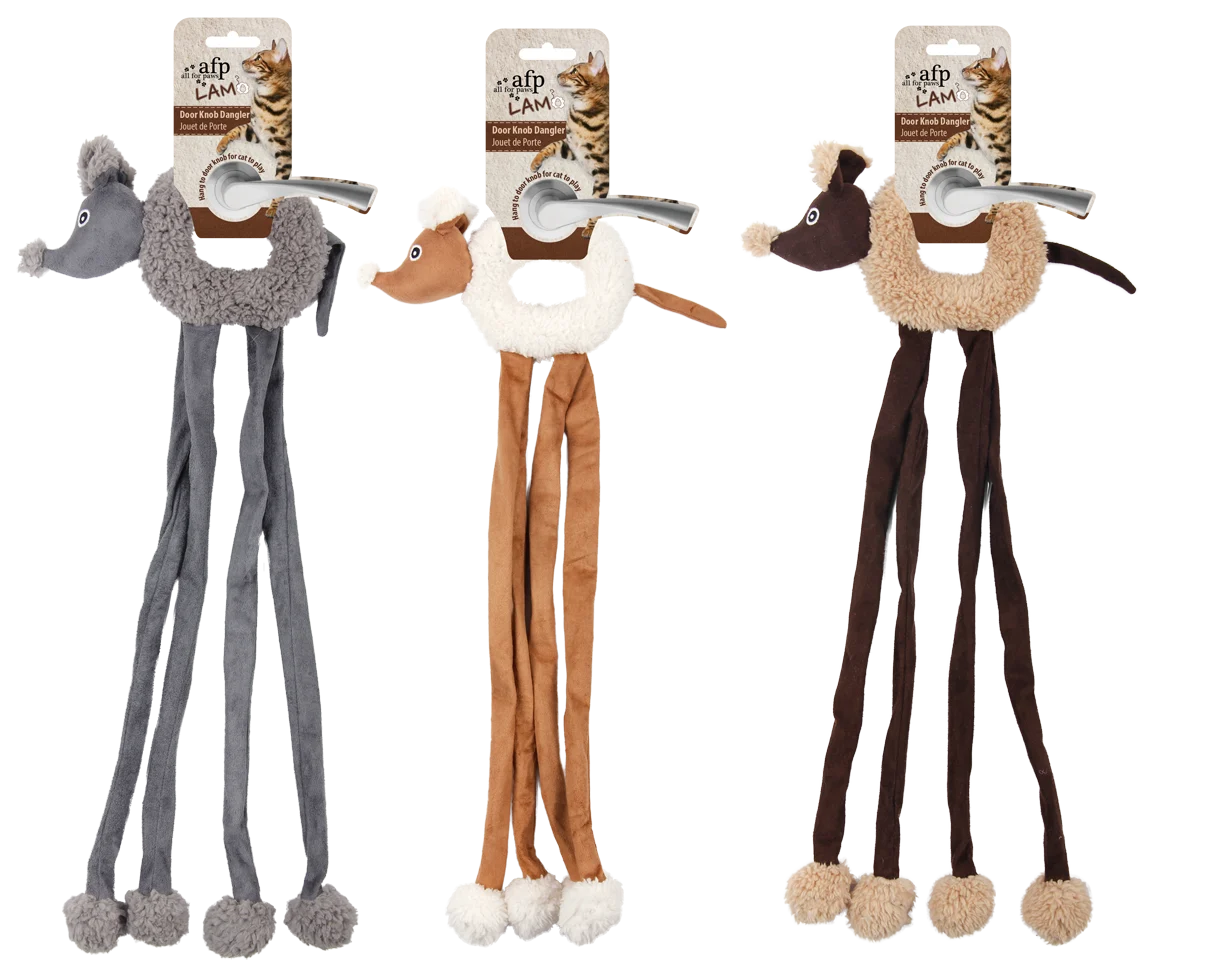 AFPK02120.png Jouet pour poignée de porte pour chats avec souris et catnip, 22 x 58 cm – AFP Lambswool - Door Knob Dangler – Image 1