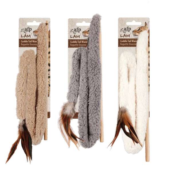 Canne à pêche pour chat avec plume et catnip – AFP Lambswool - Cuddle Tail Wand
