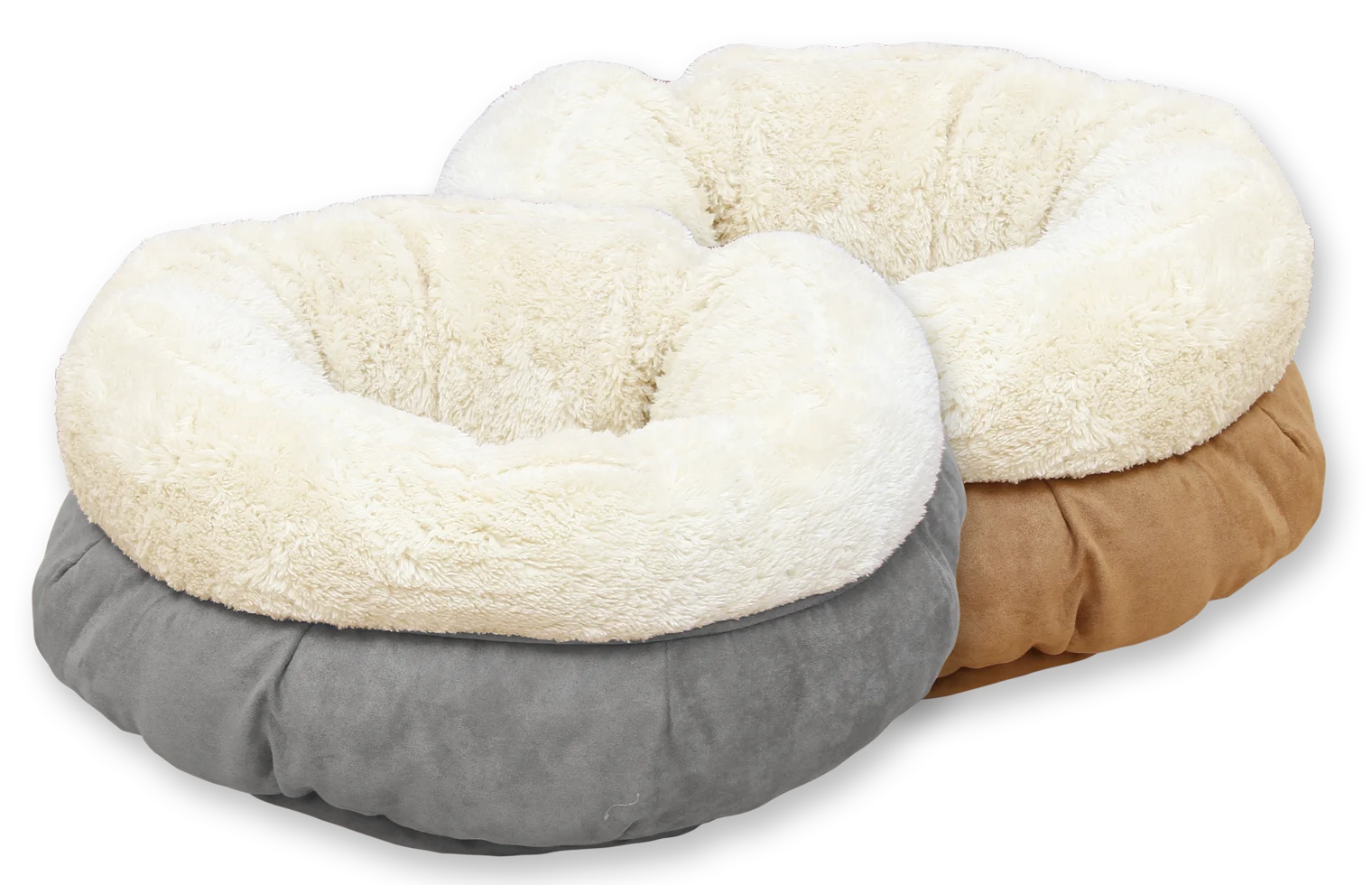 Panier donut pour chien en peluche beige, 45 x 45 x 25 cm – AFP Lambswool Donut Bed – Image 5