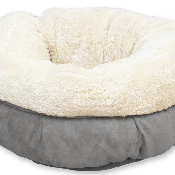 Panier donut en peluche gris pour chien, 45 x 45 x 25 cm – AFP Lambswool Donut Bed
