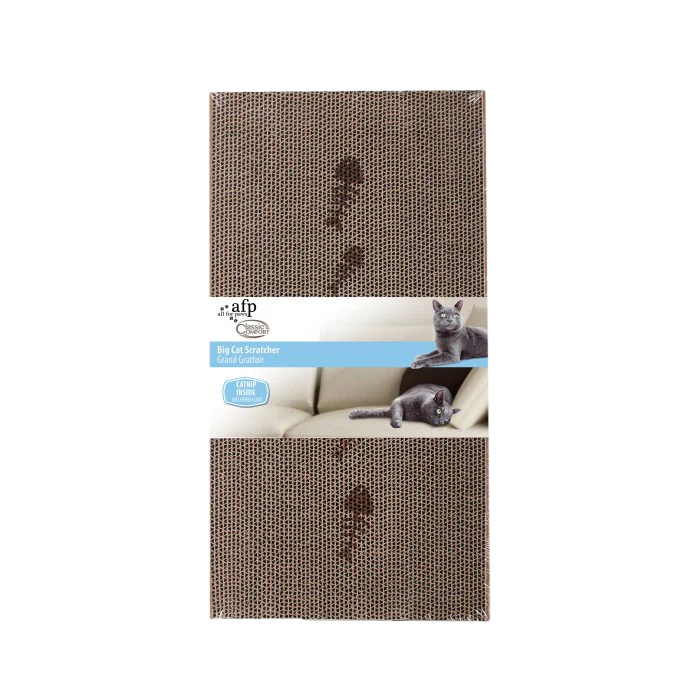 Griffoir en carton avec herbe à chat, taille L – AFP Classic Comfort - Cat Scratcher L – Image 1
