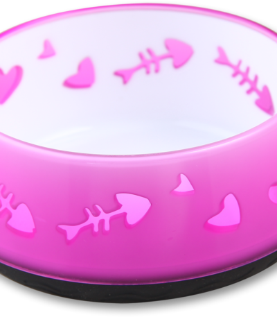 Gamelle et écuelle d’eau pour chat avec dessous en caoutchouc, Ø 10 cm, rose – AFP Modern Cat - Cat Love Bowl