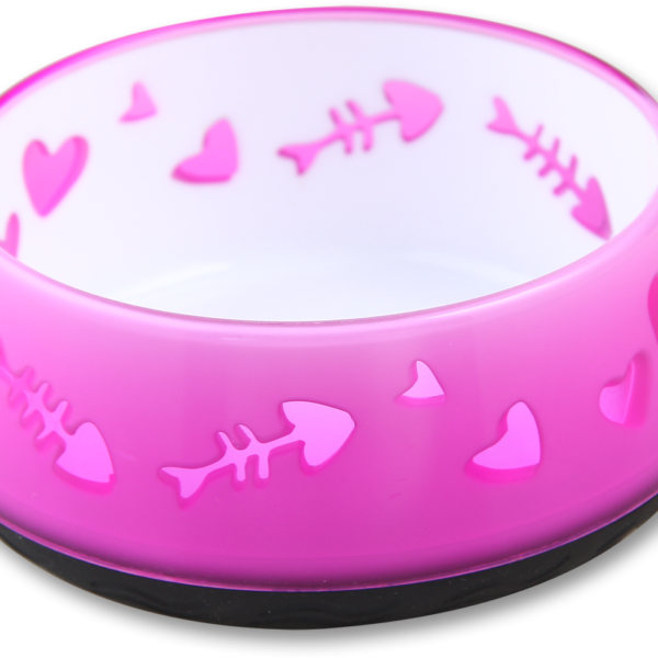 Gamelle et écuelle d’eau pour chat avec dessous en caoutchouc, Ø 10 cm, rose – AFP Modern Cat - Cat Love Bowl