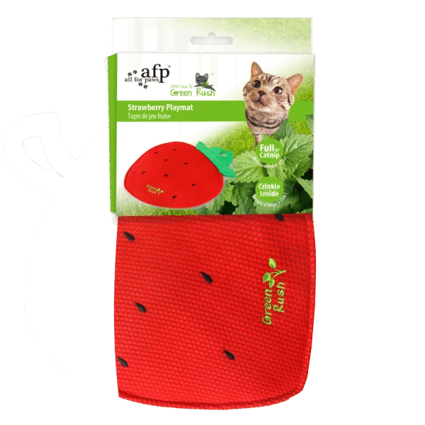 Tapis de jeu pour chat en forme de fraise avec herbe à chat – AFP Green Rush - Play Mat Aardbei