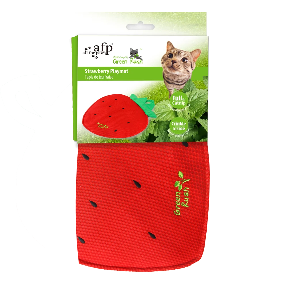 Tapis de jeu pour chat en forme de fraise avec herbe à chat – AFP Green Rush - Play Mat Aardbei – Image 1