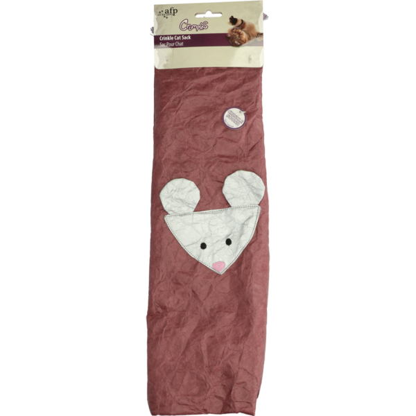 Jouet pour chat en papier froissé avec plumes, violet, 45 cm – AFP Crumples - Crinkle Cat Sack