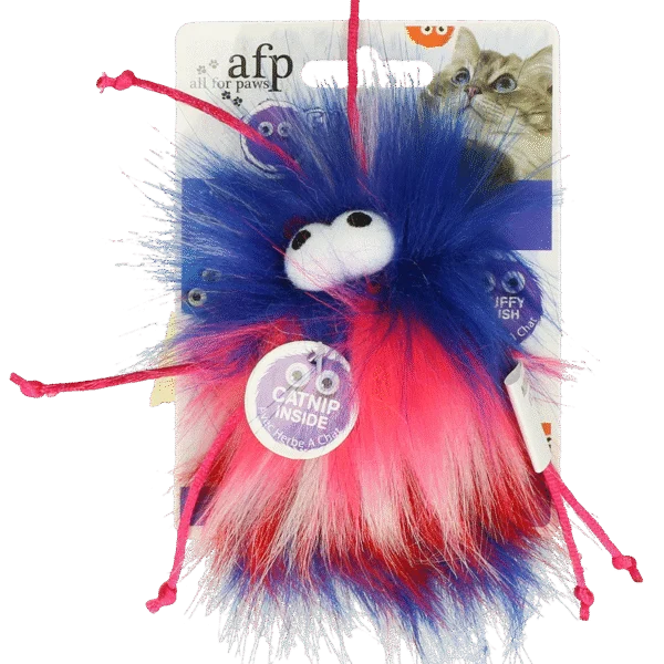 Balle pour chat avec ficelles et herbe à chat, rouge, 8 x 5,5 x 3 cm – AFP Furry Ball - Fluffer