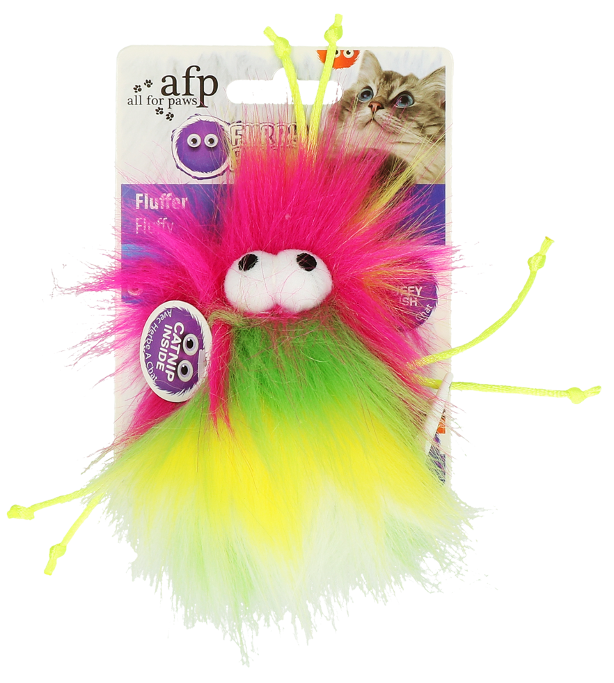 Kattenbal met Touwtjes en Catnip, 8 x 5,5 x 3 cm – AFP Furry Ball - Fluffer Balle pour chat avec ficelles et cataire, 8 x 5,5 x 3 cm – AFP Furry Ball - Fluffer