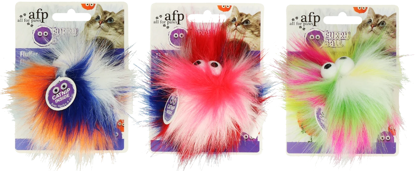 Balle pour chat avec herbe à chat, Ø 5 cm, jaune – AFP Furry Ball - Fluffy Ball – Image 2