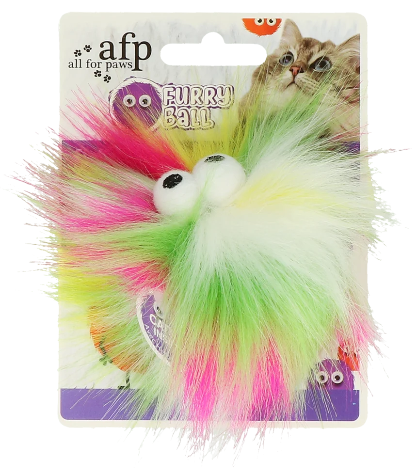 AFPK02805.png Balle pour chat avec herbe à chat, Ø 5 cm, jaune – AFP Furry Ball - Fluffy Ball – Image 1