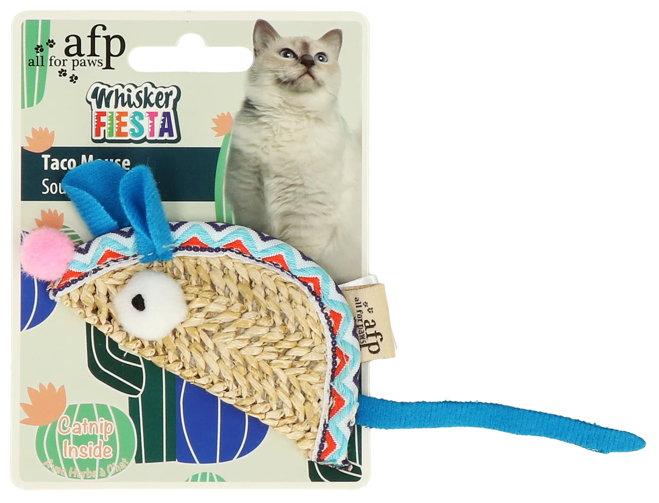 Jouet pour chat Souris avec herbe à chat et ficelles – AFP Whisker Fiesta Taco Mouse – Image 1