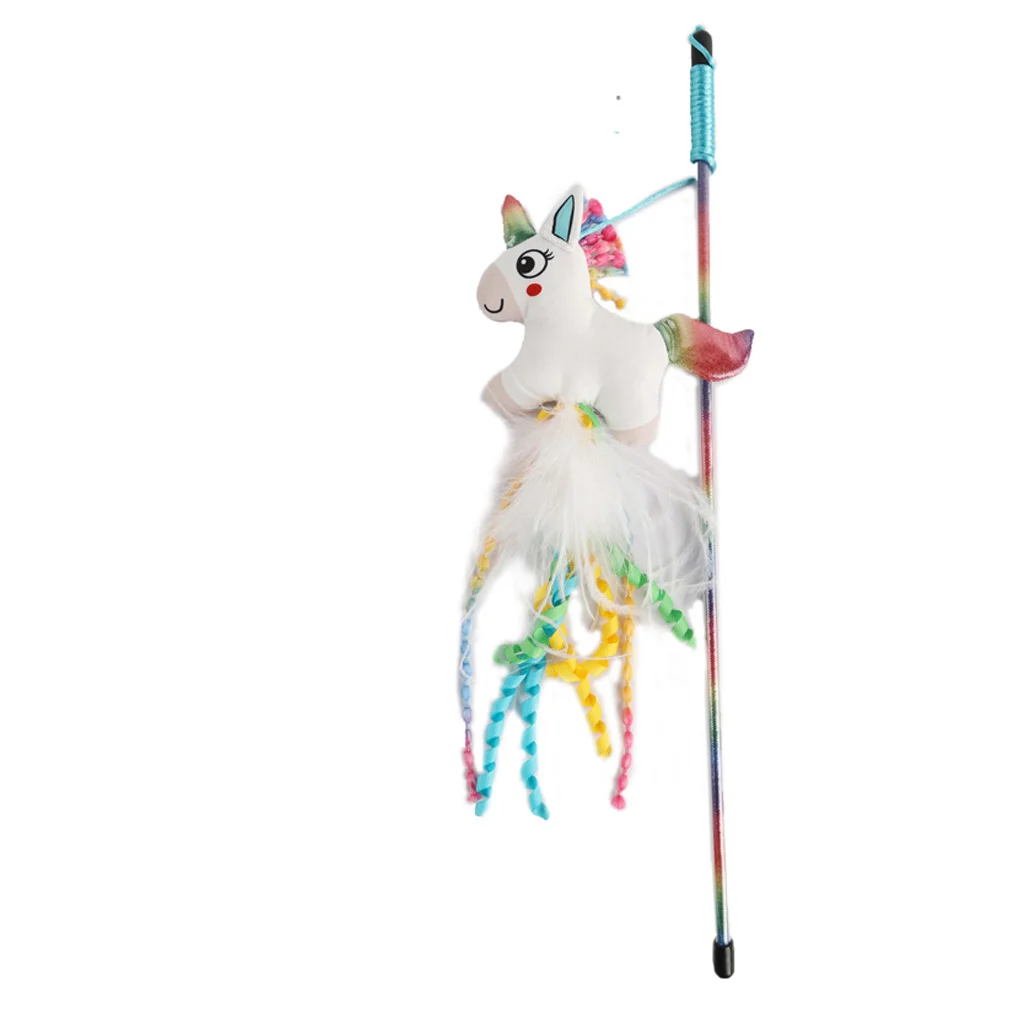 Canne à pêche pour chat avec licorne et herbe à chat – AFP Catoon Unicorn Wand – Image 2