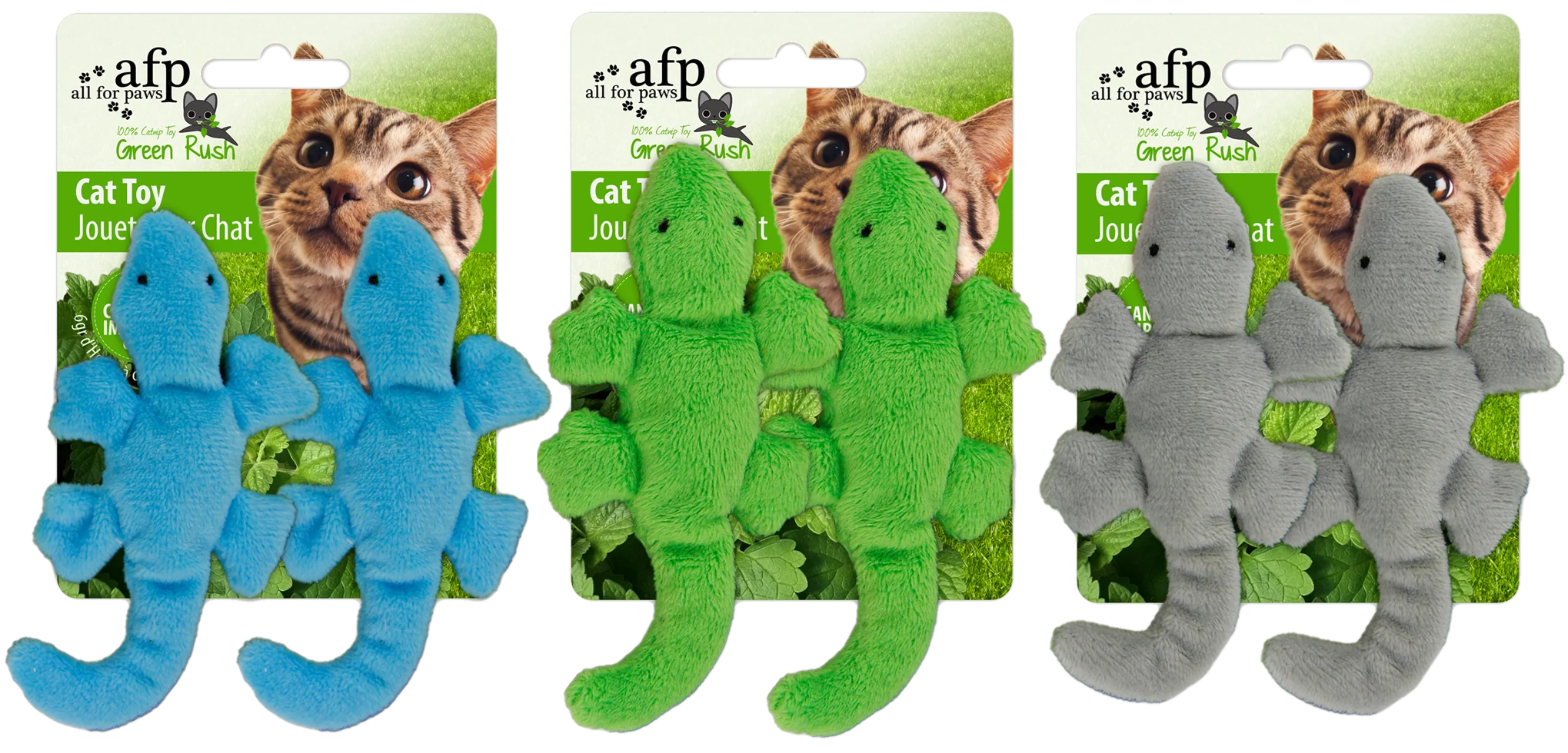 Jouet pour chat Gecko avec herbe à chat canadienne, 9 cm, 2 pièces, assorties – AFP Green Rush - Gecko – Image 1