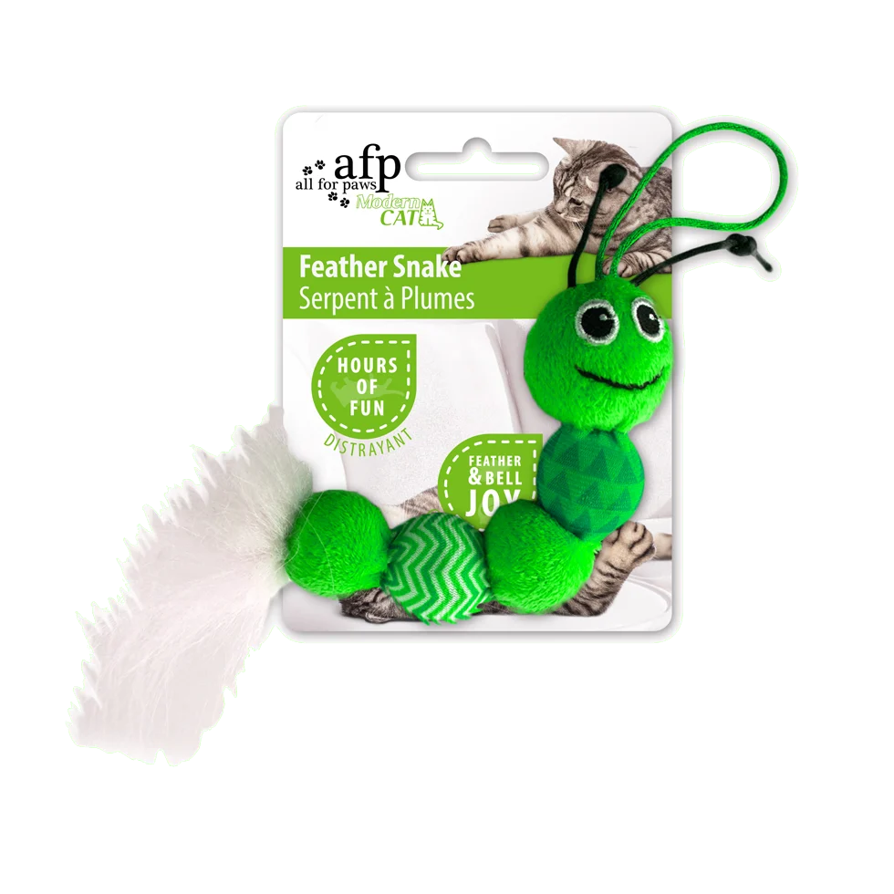 Serpent jouet pour chat avec grelot et plume – AFP Modern Cat Feather Snake – Image 3
