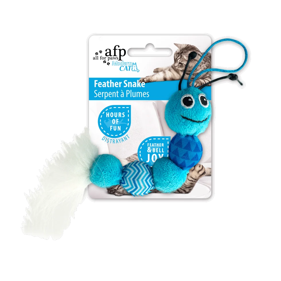 Serpent jouet pour chat avec grelot et plume – AFP Modern Cat Feather Snake – Image 2