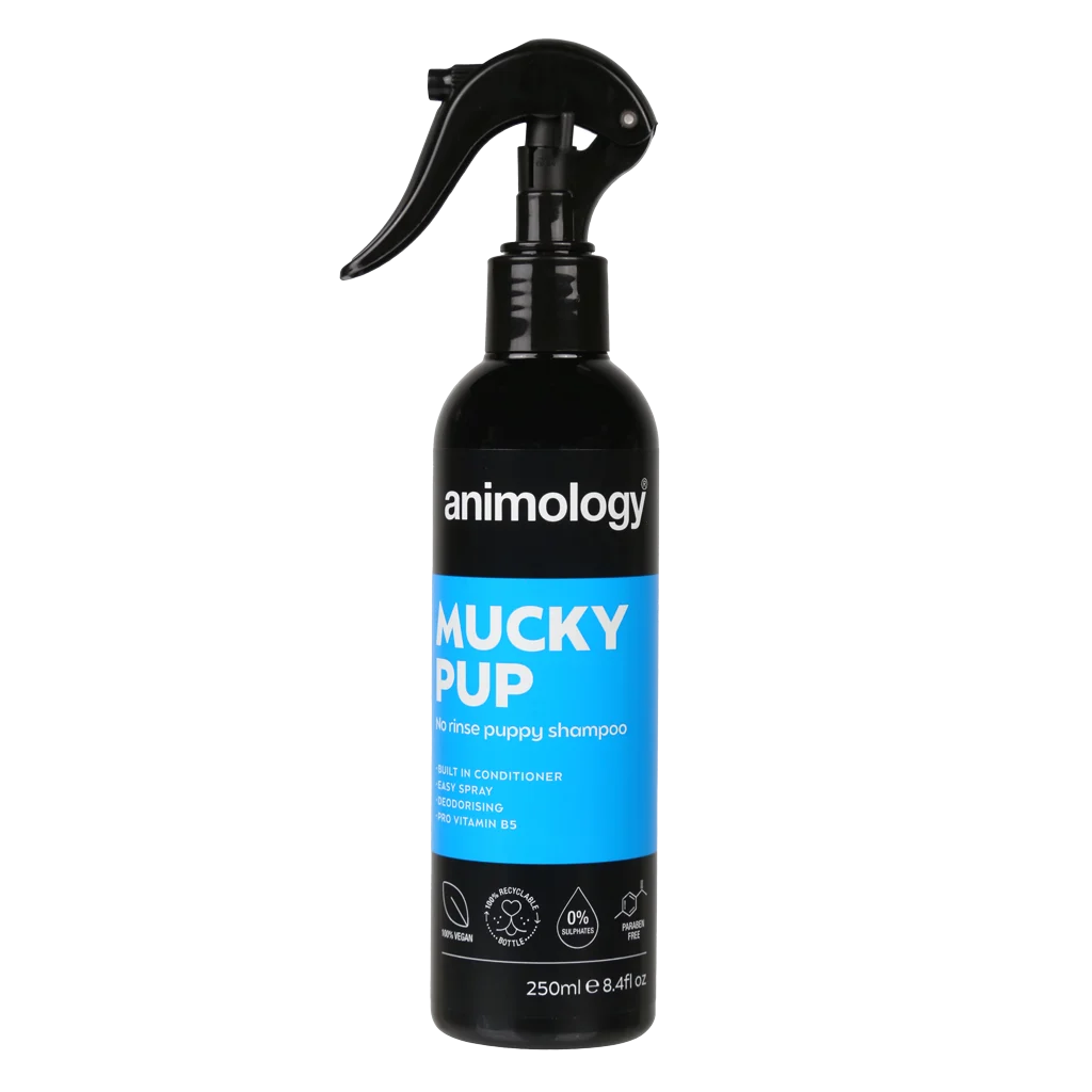Shampoing pour chiot en spray sans rinçage, 250 ml – Animology Mucky Pup – Image 1