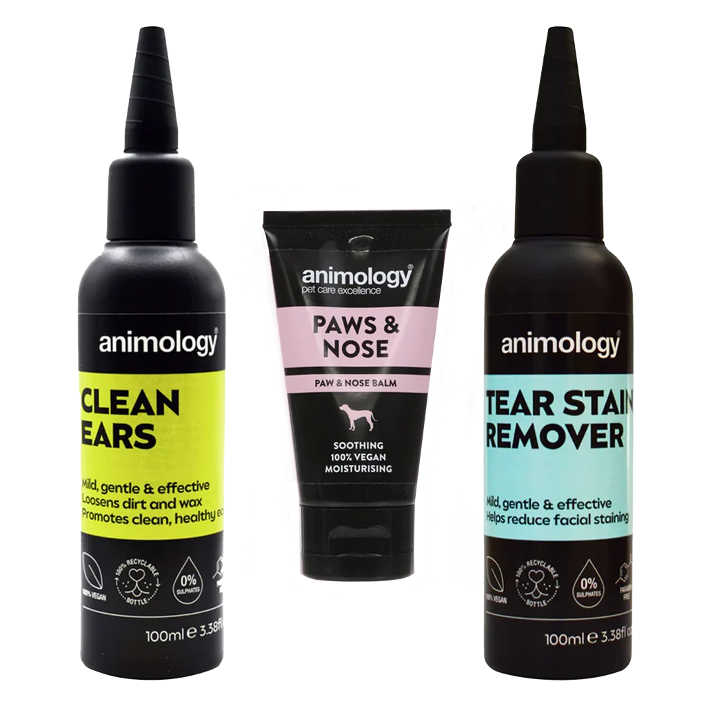 Coffret de soins pour les oreilles, les yeux, les coussinets et la truffe du chien, 3 produits – Animology Grooming Good Set – Image 3