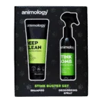 Kit de soin du pelage pour chiens avec shampooing et spray désodorisant, 2 produits – Animology Stink Buster Set