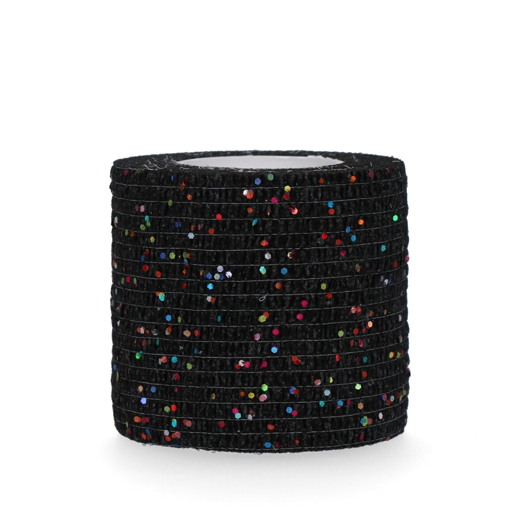Bande cohésive pailletée, 5 cm, noire – Excellent Animal Glitter Bandage Profi – Image 1