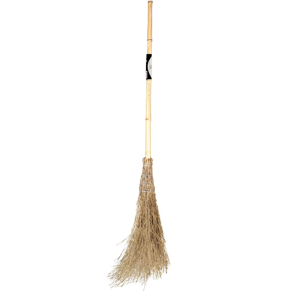 Balai de cour avec manche en bambou et branches de bouleau, 180 cm – Excellent Horse Bamboo Rijsbezem – Image 1