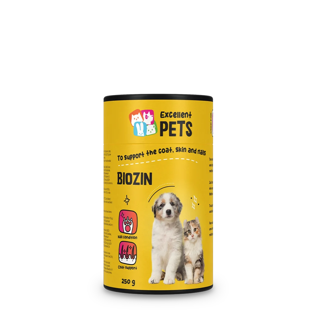 Complément pour le pelage des chiens et des chats à la biotine, 250 g – Excellent Pets Biozin – Image 1