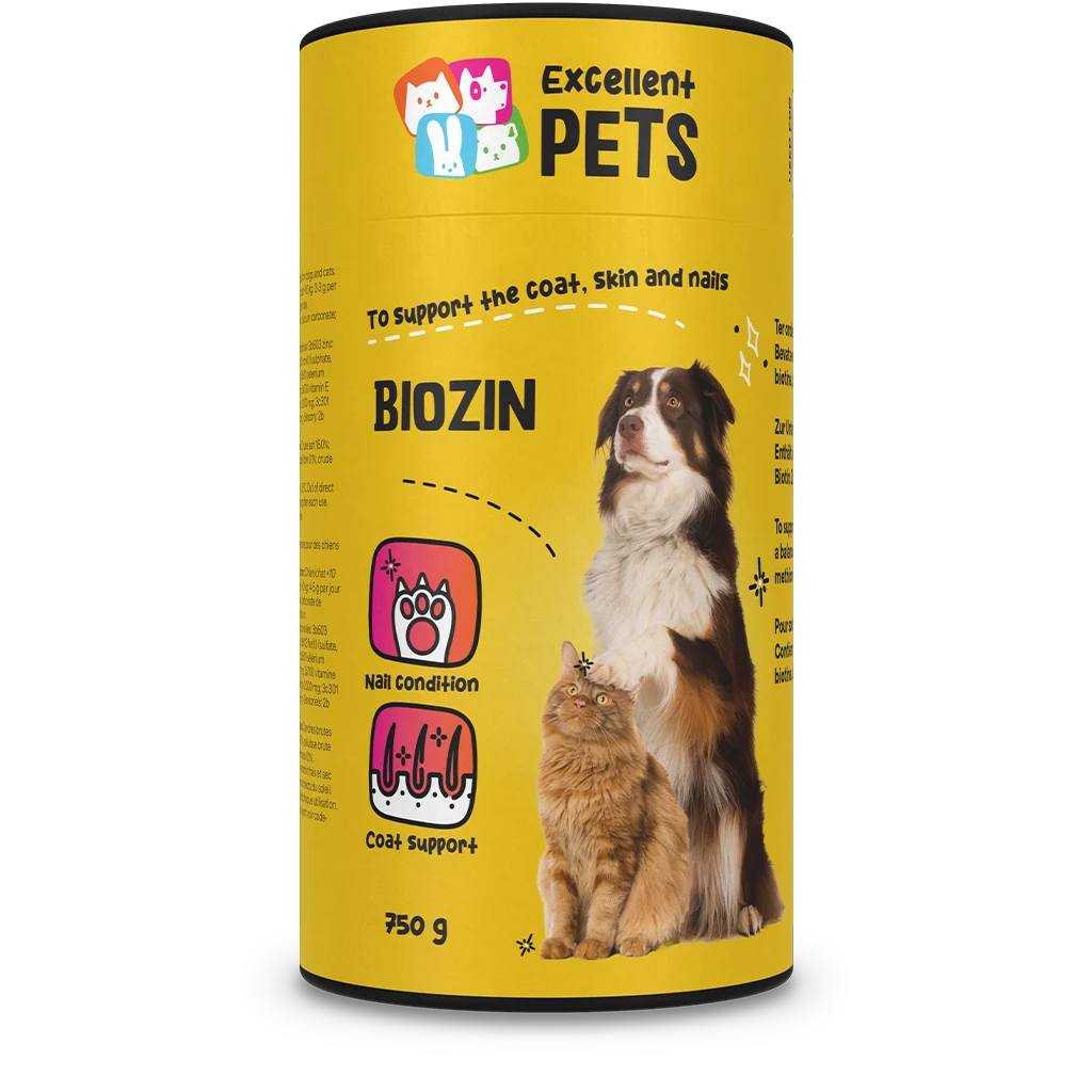 Complément pour le pelage des chiens et des chats, à la biotine, 750 g – Excellent Pets Biozin – Image 1
