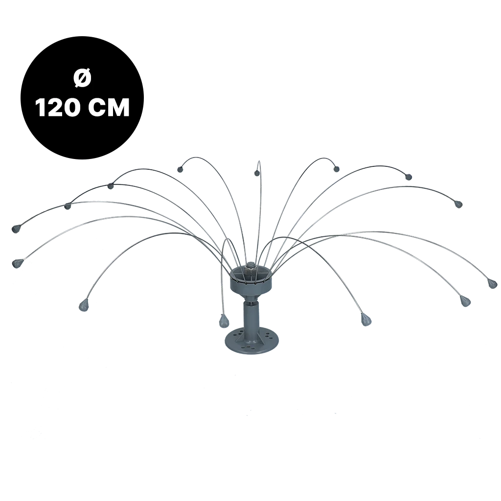 Dispositif anti oiseaux avec fils tournants en acier inoxydable, Ø 120 cm – Birdshield Longlegs – Image 1