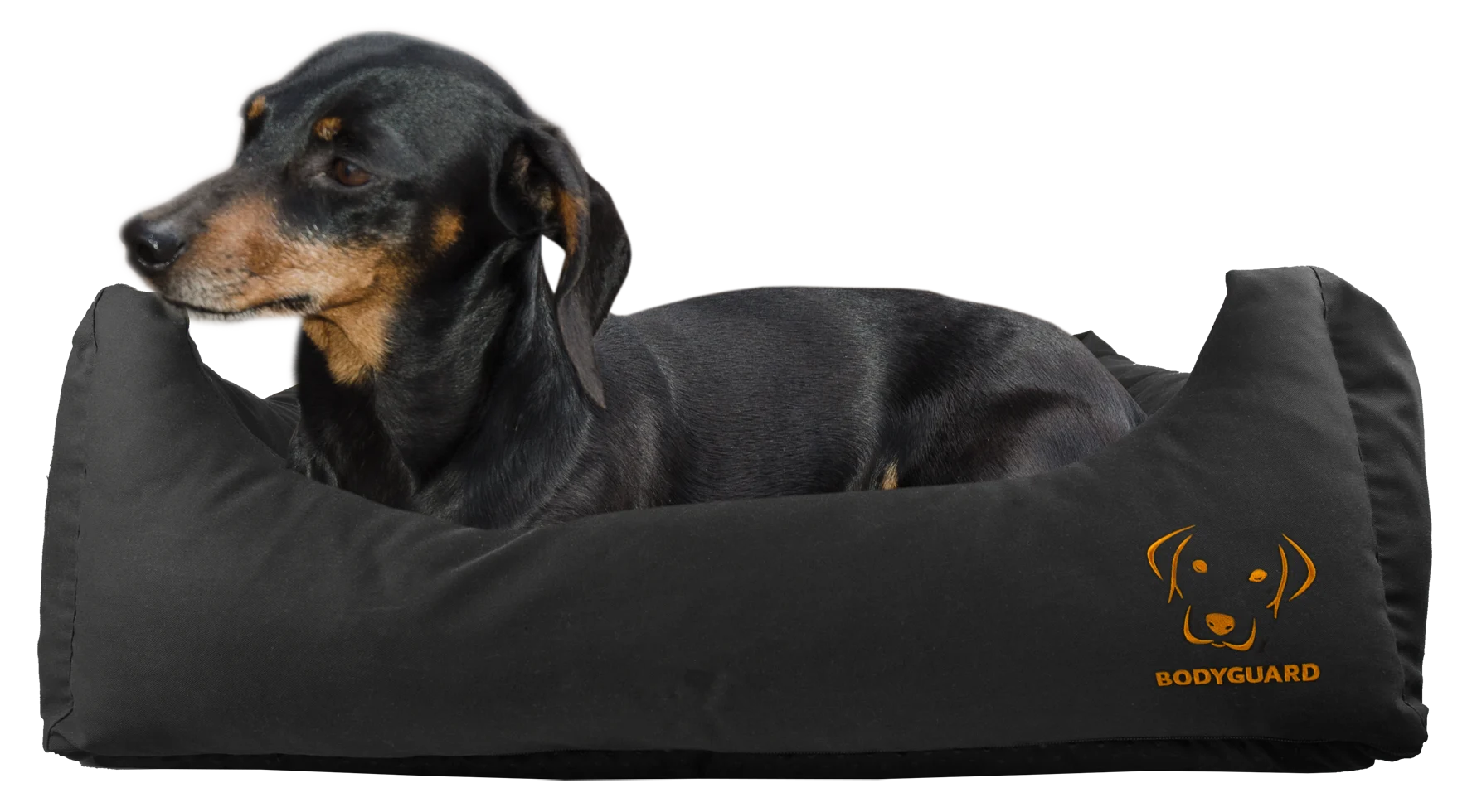 Couchage pour chien avec dessus imprégné et dessous antidérapant, noir, S 65 x 55 cm – Bodyguard Sofa Bed – Image 1
