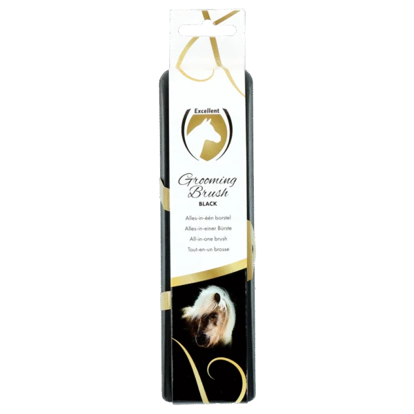 Brosse de pansage pour chevaux M, 17,5 x 5 x 2 cm, noire – Excellent Horse Grooming Brush