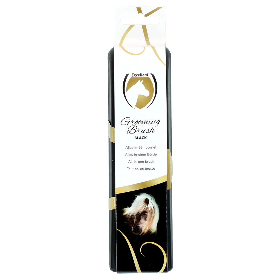 Brosse de pansage pour chevaux M, 17,5 x 5 x 2 cm, noire – Excellent Horse Grooming Brush – Image 1