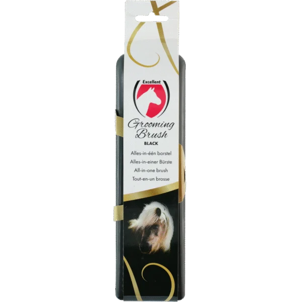 Brosse pour chevaux L pour l’entretien de la robe, 23 x 6,5 x 3 cm, noire – Excellent Horse Grooming Brush