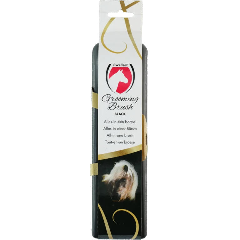 Brosse pour chevaux L pour l’entretien de la robe, 23 x 6,5 x 3 cm, noire – Excellent Horse Grooming Brush