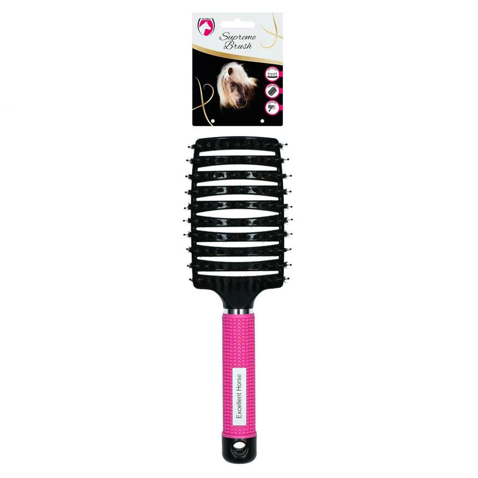 Brosse démêlante pour crinière, 24,5 cm, rose – Excellent Horse Supreme Brush – Image 1