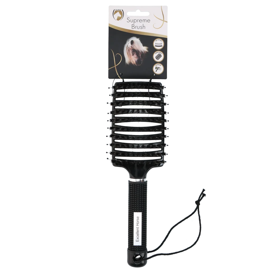 Brosse à crinière pour démêler, 24,5 cm, noire – Excellent Horse Supreme Brush – Image 1
