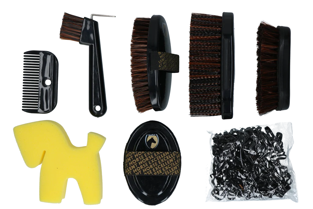 Kit de pansage pour jeunes cavaliers avec sac à dos, 200 élastiques – Excellent Horse Grooming Set Junior – Image 2