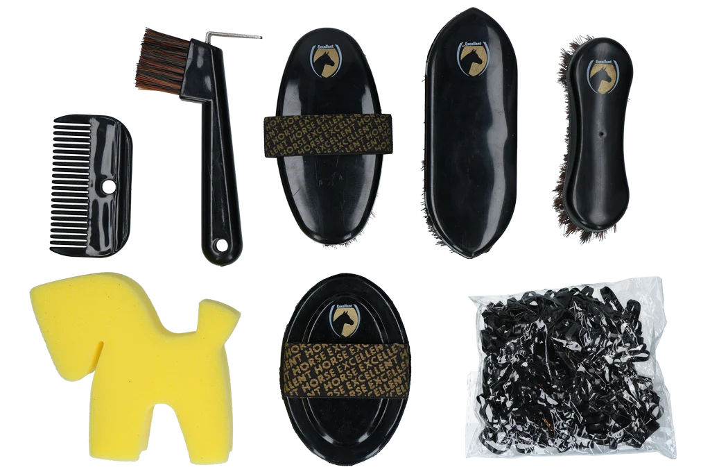 Kit de pansage pour jeunes cavaliers avec sac à dos, 200 élastiques – Excellent Horse Grooming Set Junior – Image 3