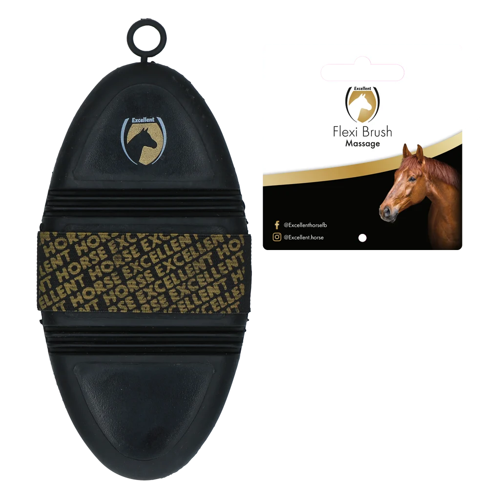 Brosse de massage à picots avec partie supérieure flexible – Excellent Horse Flexi Brush Massage – Image 2