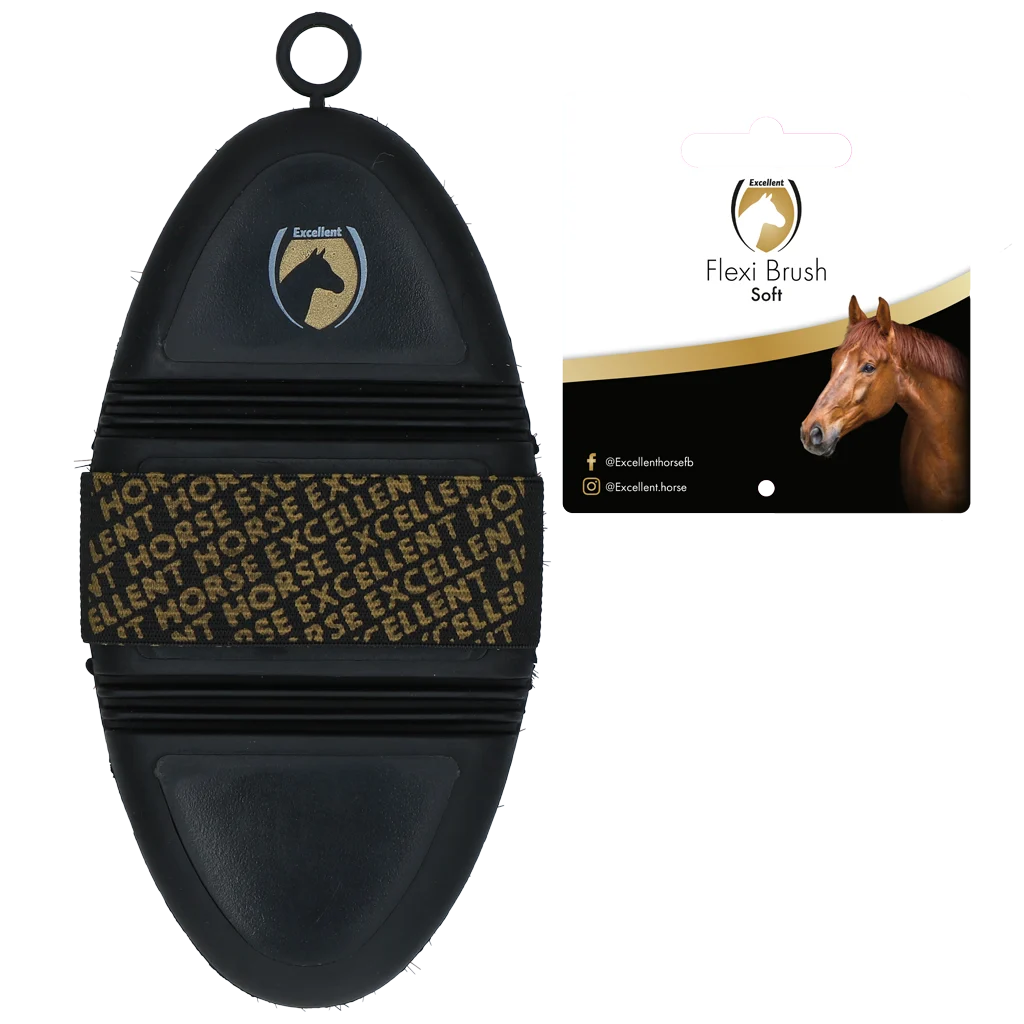 Brosse douce pour cheval, contre la poussière et le sable, avec face supérieure flexible – Excellent Horse Flexi Brush Soft – Image 2