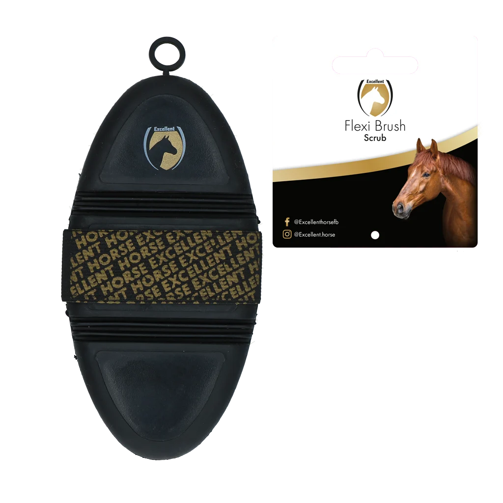 Brosse dure pour chevaux à dessus flexible – Excellent Horse Flexi Brush Scrub – Image 2